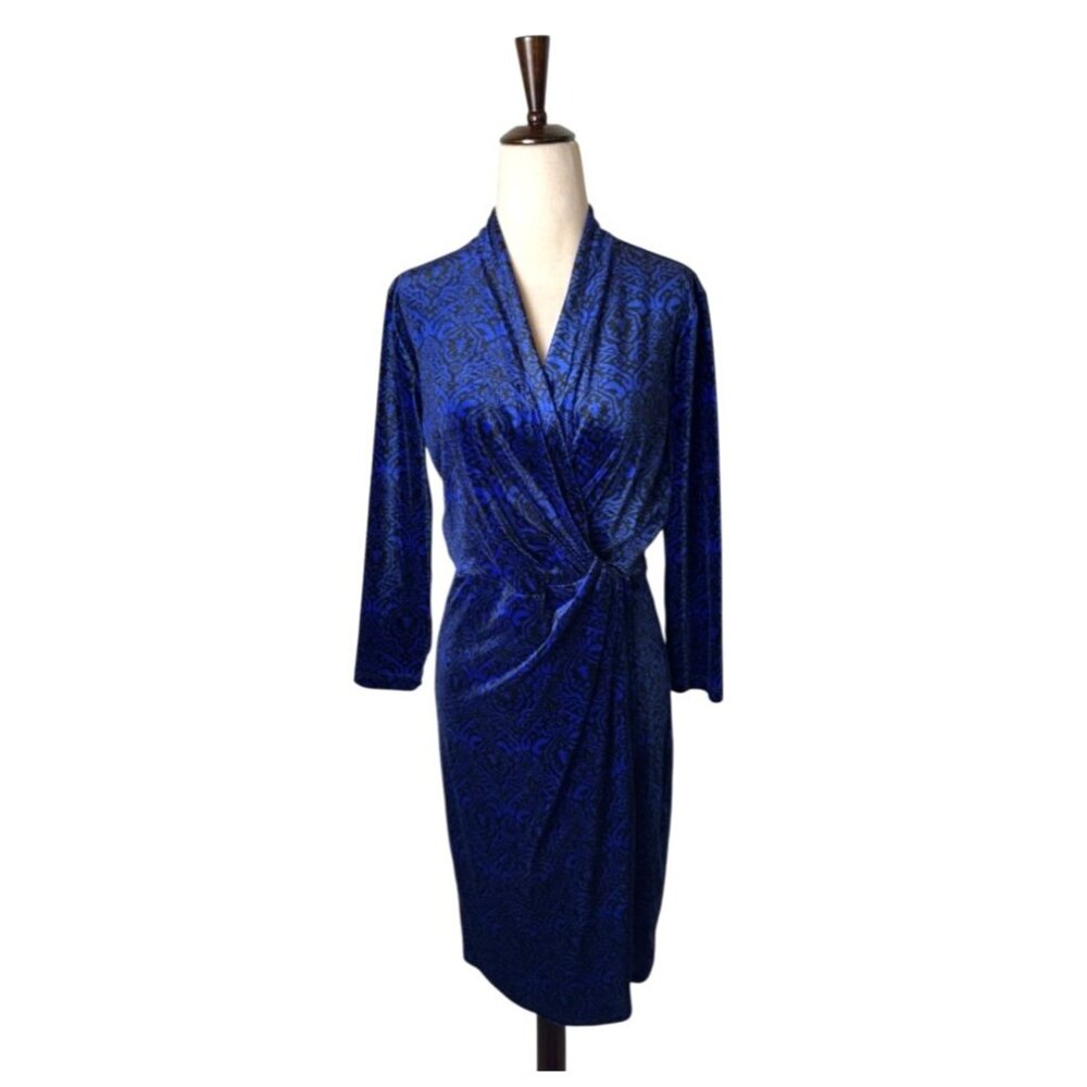 J Mclaughlin Dress Women Small Blue‎ Twinkling Lights Lillian Velour Luxury